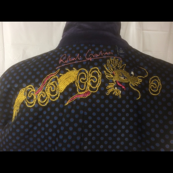 Robert Graham Velour Jacket Blazer Blue Sz 6 Women - Picture 7 of 8